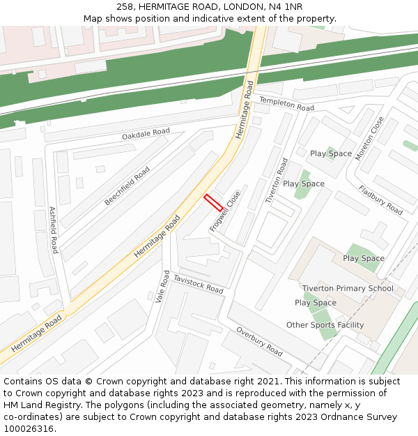 258, HERMITAGE ROAD, LONDON, N4 1NR: Location map and indicative extent of plot