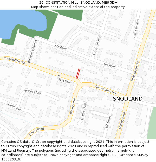 26, CONSTITUTION HILL, SNODLAND, ME6 5DH: Location map and indicative extent of plot