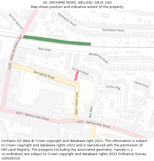 26, ORCHARD ROAD, WELLING, DA16 1QG: Location map and indicative extent of plot