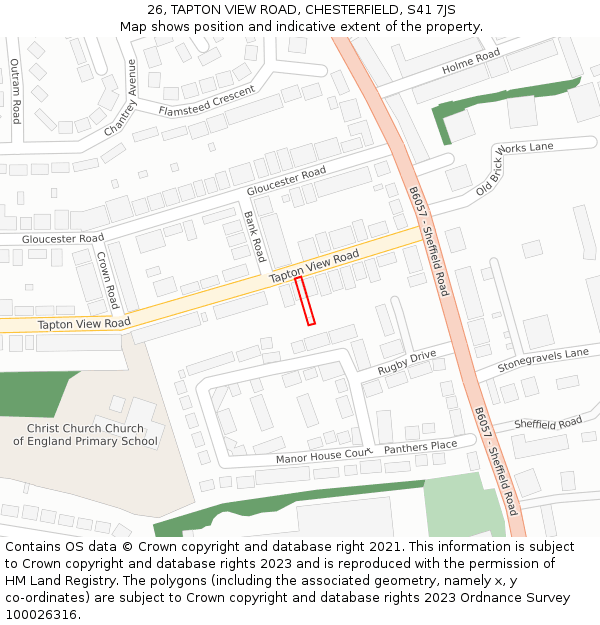 26, TAPTON VIEW ROAD, CHESTERFIELD, S41 7JS: Location map and indicative extent of plot
