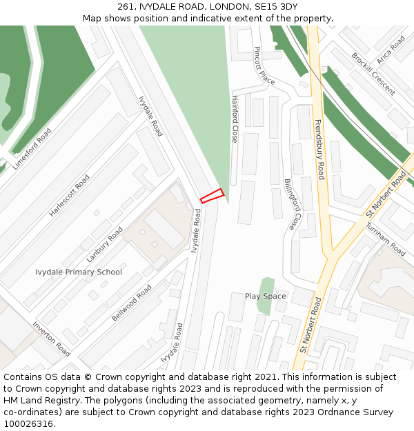 261, IVYDALE ROAD, LONDON, SE15 3DY: Location map and indicative extent of plot