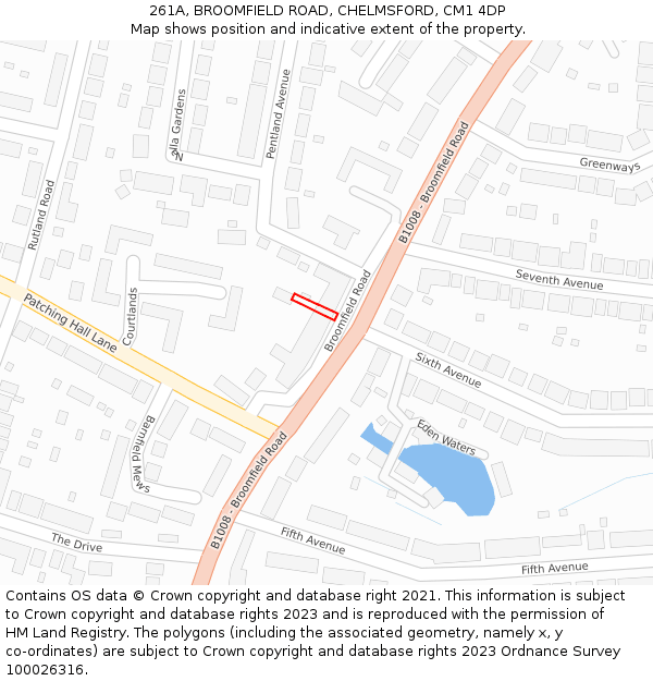 261A, BROOMFIELD ROAD, CHELMSFORD, CM1 4DP: Location map and indicative extent of plot