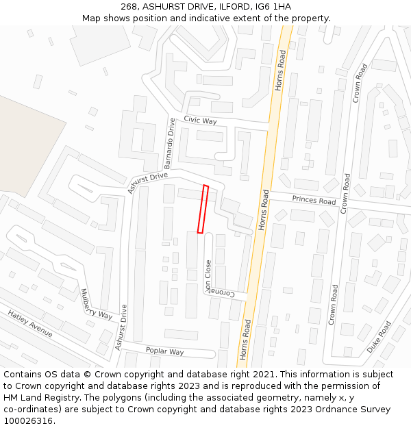 268, ASHURST DRIVE, ILFORD, IG6 1HA: Location map and indicative extent of plot