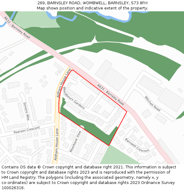 269, BARNSLEY ROAD, WOMBWELL, BARNSLEY, S73 8FH: Location map and indicative extent of plot