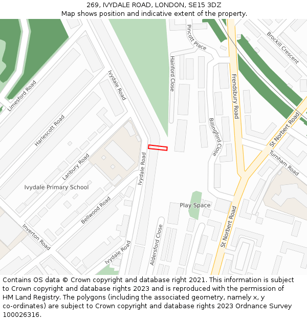269, IVYDALE ROAD, LONDON, SE15 3DZ: Location map and indicative extent of plot