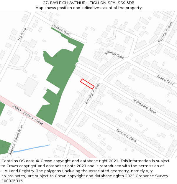 27, RAYLEIGH AVENUE, LEIGH-ON-SEA, SS9 5DR: Location map and indicative extent of plot