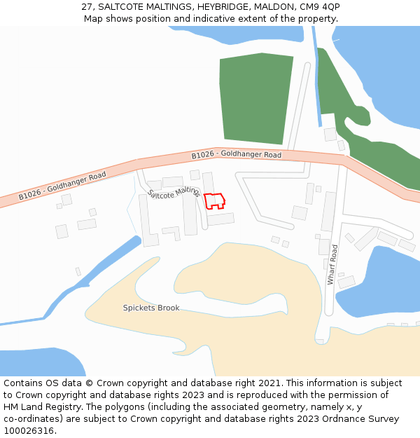 27, SALTCOTE MALTINGS, HEYBRIDGE, MALDON, CM9 4QP: Location map and indicative extent of plot