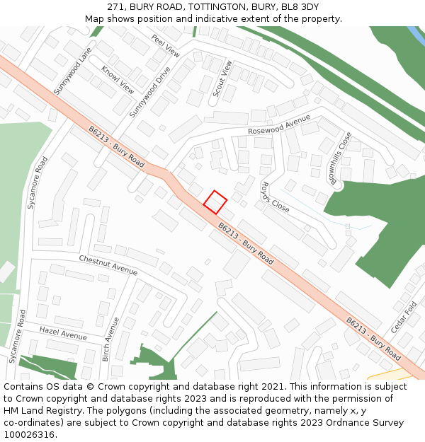 271, BURY ROAD, TOTTINGTON, BURY, BL8 3DY: Location map and indicative extent of plot