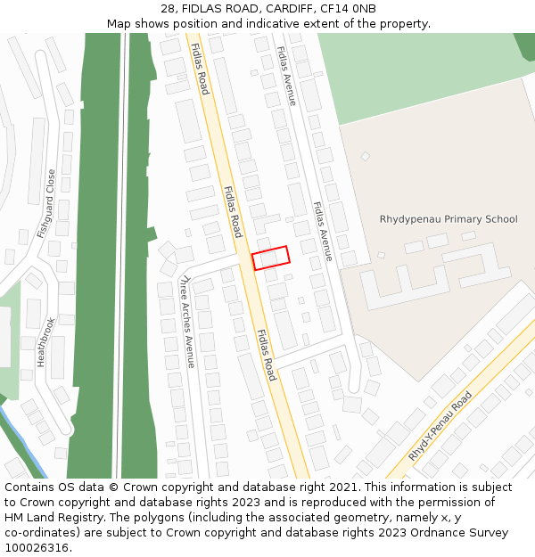 28, FIDLAS ROAD, CARDIFF, CF14 0NB: Location map and indicative extent of plot