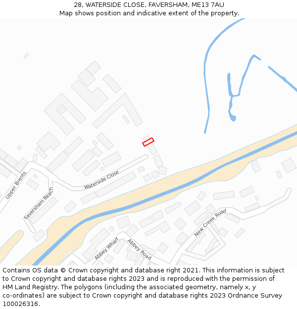 28, WATERSIDE CLOSE, FAVERSHAM, ME13 7AU: Location map and indicative extent of plot