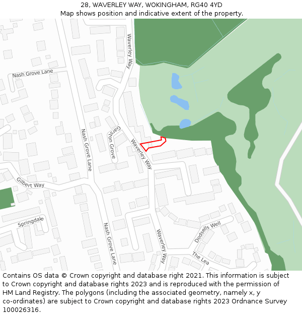 28, WAVERLEY WAY, WOKINGHAM, RG40 4YD: Location map and indicative extent of plot