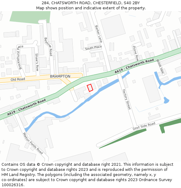 284, CHATSWORTH ROAD, CHESTERFIELD, S40 2BY: Location map and indicative extent of plot