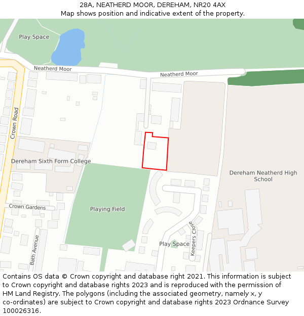 28A, NEATHERD MOOR, DEREHAM, NR20 4AX: Location map and indicative extent of plot