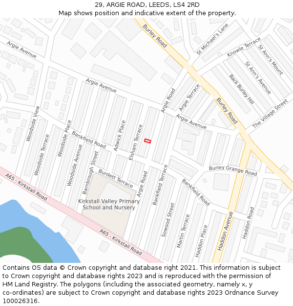 29, ARGIE ROAD, LEEDS, LS4 2RD: Location map and indicative extent of plot