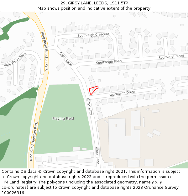29, GIPSY LANE, LEEDS, LS11 5TP: Location map and indicative extent of plot