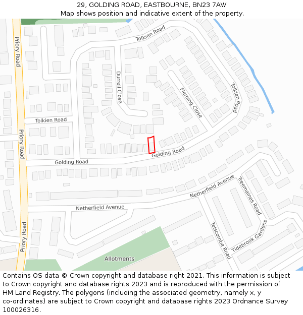29, GOLDING ROAD, EASTBOURNE, BN23 7AW: Location map and indicative extent of plot