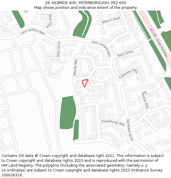 29, KILBRIDE WAY, PETERBOROUGH, PE2 6SX: Location map and indicative extent of plot