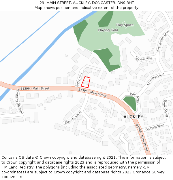 29, MAIN STREET, AUCKLEY, DONCASTER, DN9 3HT: Location map and indicative extent of plot