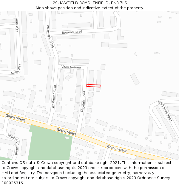 29, MAYFIELD ROAD, ENFIELD, EN3 7LS: Location map and indicative extent of plot