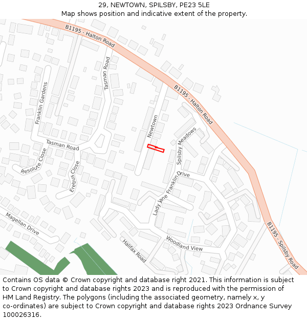 29, NEWTOWN, SPILSBY, PE23 5LE: Location map and indicative extent of plot