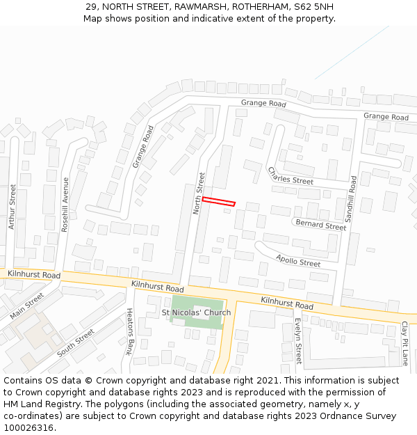 29, NORTH STREET, RAWMARSH, ROTHERHAM, S62 5NH: Location map and indicative extent of plot