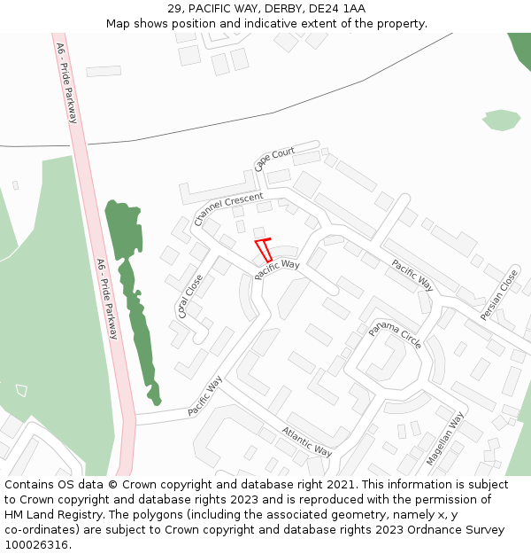 29, PACIFIC WAY, DERBY, DE24 1AA: Location map and indicative extent of plot