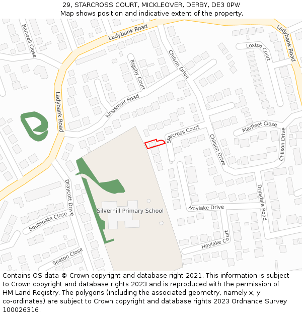 29, STARCROSS COURT, MICKLEOVER, DERBY, DE3 0PW: Location map and indicative extent of plot