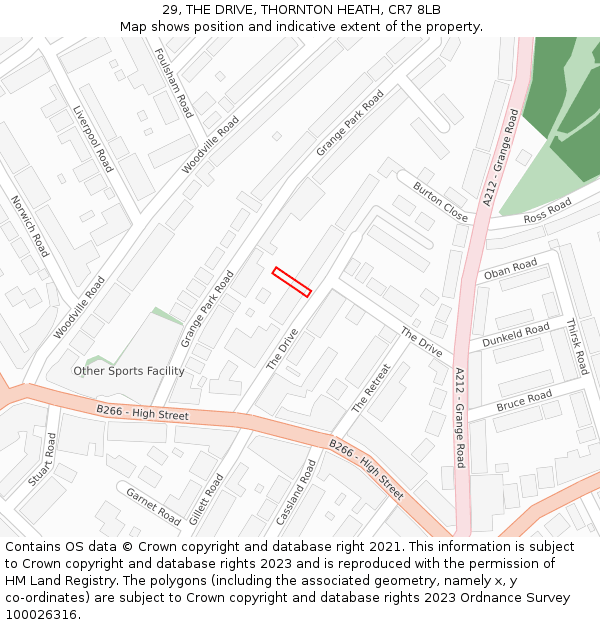 29, THE DRIVE, THORNTON HEATH, CR7 8LB: Location map and indicative extent of plot
