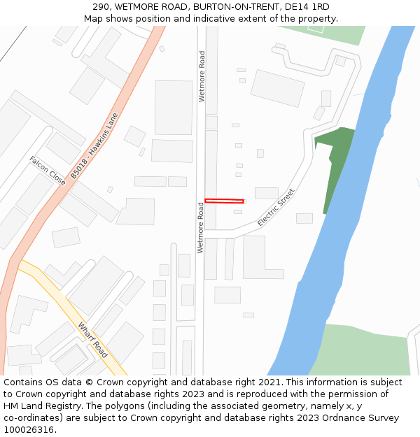 290, WETMORE ROAD, BURTON-ON-TRENT, DE14 1RD: Location map and indicative extent of plot