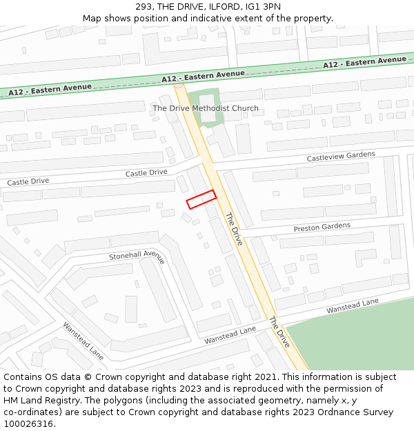 293, THE DRIVE, ILFORD, IG1 3PN: Location map and indicative extent of plot