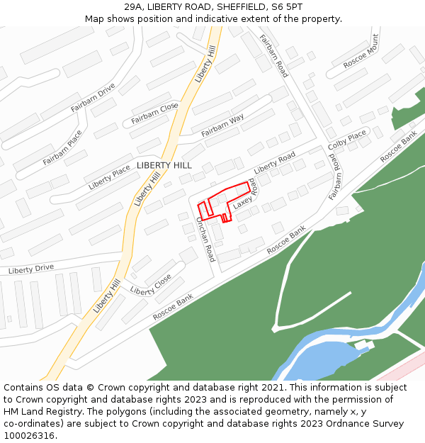 29A, LIBERTY ROAD, SHEFFIELD, S6 5PT: Location map and indicative extent of plot