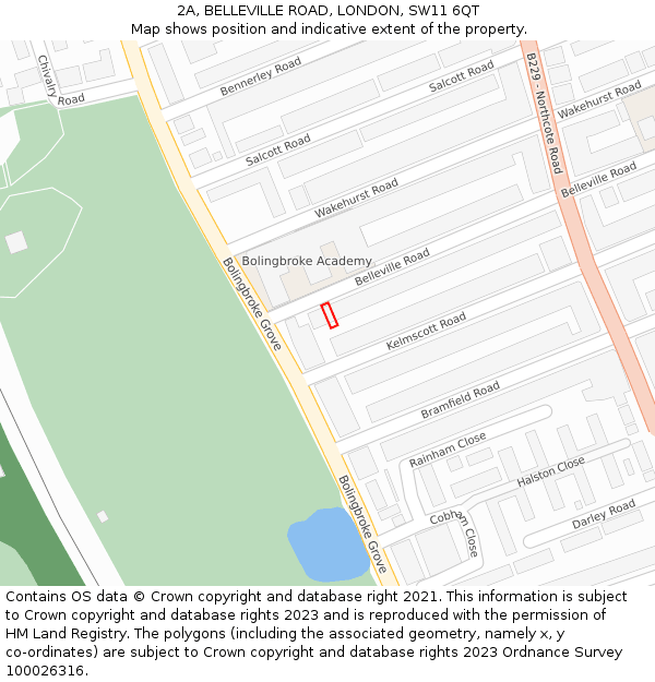 2A, BELLEVILLE ROAD, LONDON, SW11 6QT: Location map and indicative extent of plot