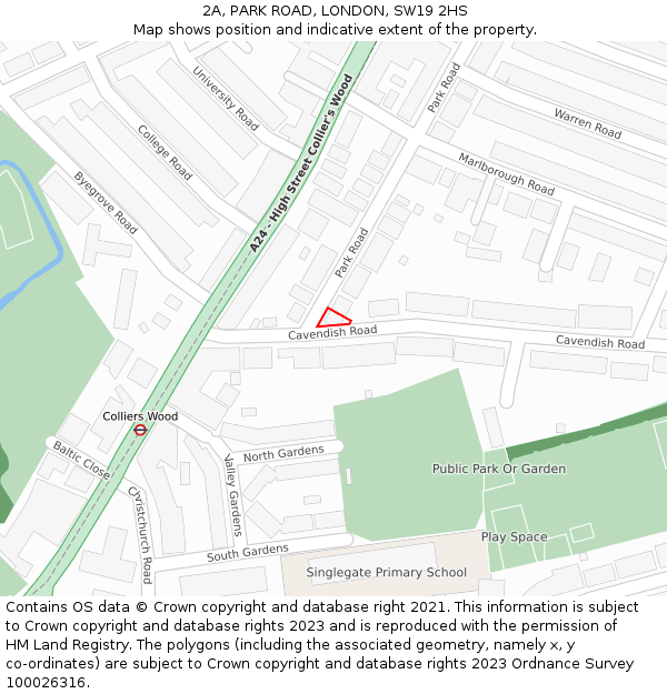 2A, PARK ROAD, LONDON, SW19 2HS: Location map and indicative extent of plot