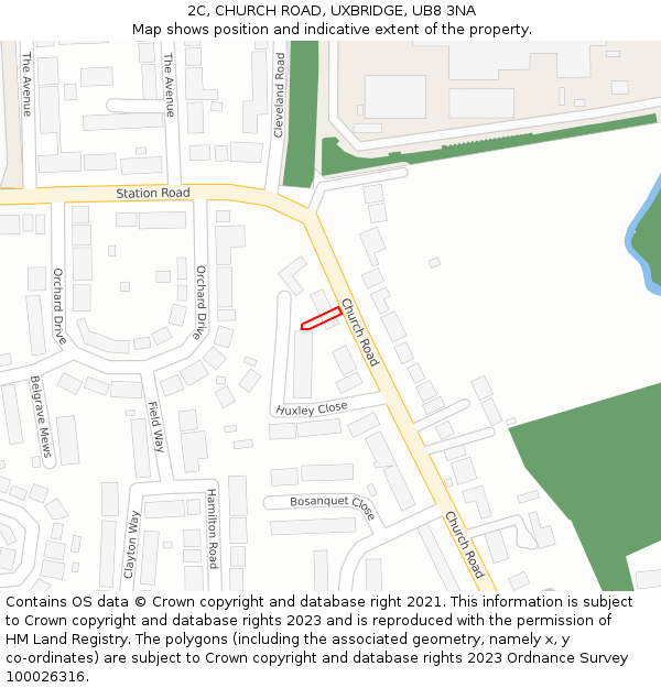 2C, CHURCH ROAD, UXBRIDGE, UB8 3NA: Location map and indicative extent of plot