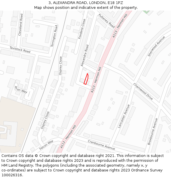 3, ALEXANDRA ROAD, LONDON, E18 1PZ: Location map and indicative extent of plot