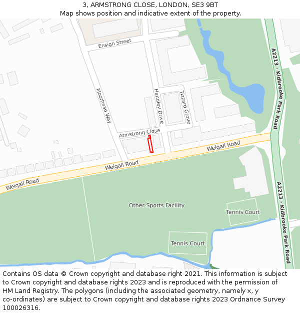 3, ARMSTRONG CLOSE, LONDON, SE3 9BT: Location map and indicative extent of plot
