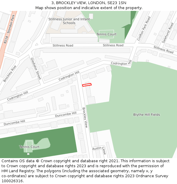 3, BROCKLEY VIEW, LONDON, SE23 1SN: Location map and indicative extent of plot