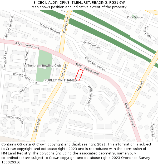 3, CECIL ALDIN DRIVE, TILEHURST, READING, RG31 6YP: Location map and indicative extent of plot