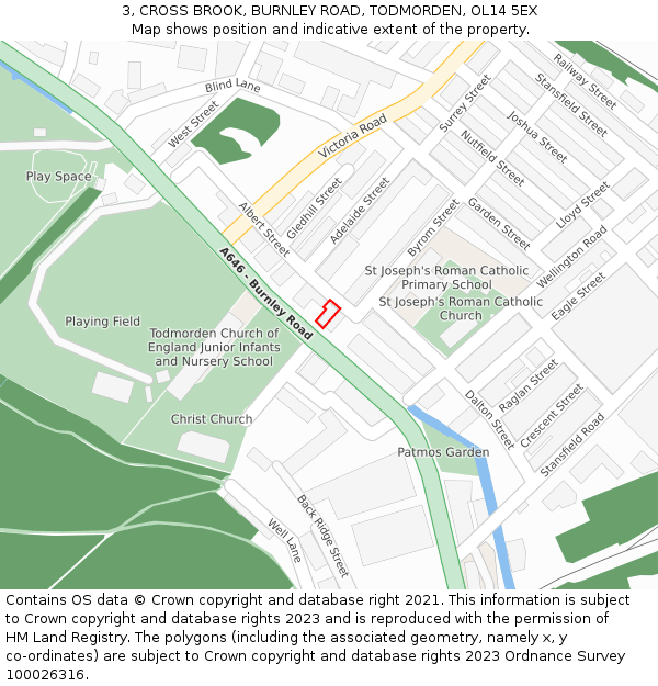 3, CROSS BROOK, BURNLEY ROAD, TODMORDEN, OL14 5EX: Location map and indicative extent of plot