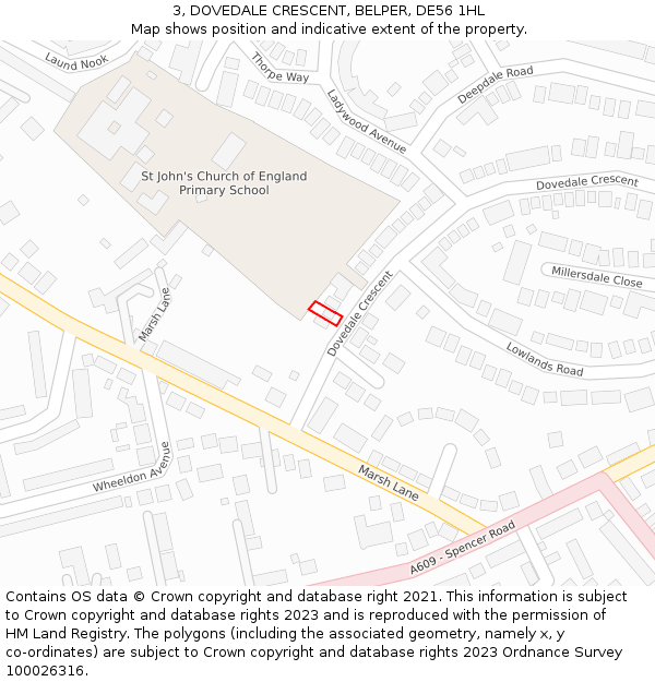 3, DOVEDALE CRESCENT, BELPER, DE56 1HL: Location map and indicative extent of plot