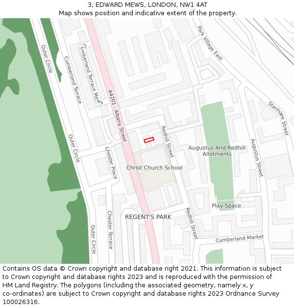 3, EDWARD MEWS, LONDON, NW1 4AT: Location map and indicative extent of plot