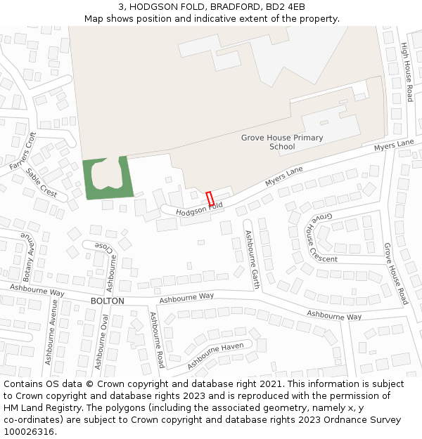 3, HODGSON FOLD, BRADFORD, BD2 4EB: Location map and indicative extent of plot