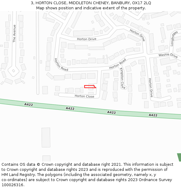 3, HORTON CLOSE, MIDDLETON CHENEY, BANBURY, OX17 2LQ: Location map and indicative extent of plot