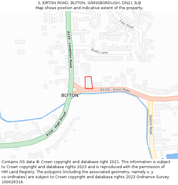 3, KIRTON ROAD, BLYTON, GAINSBOROUGH, DN21 3LB: Location map and indicative extent of plot