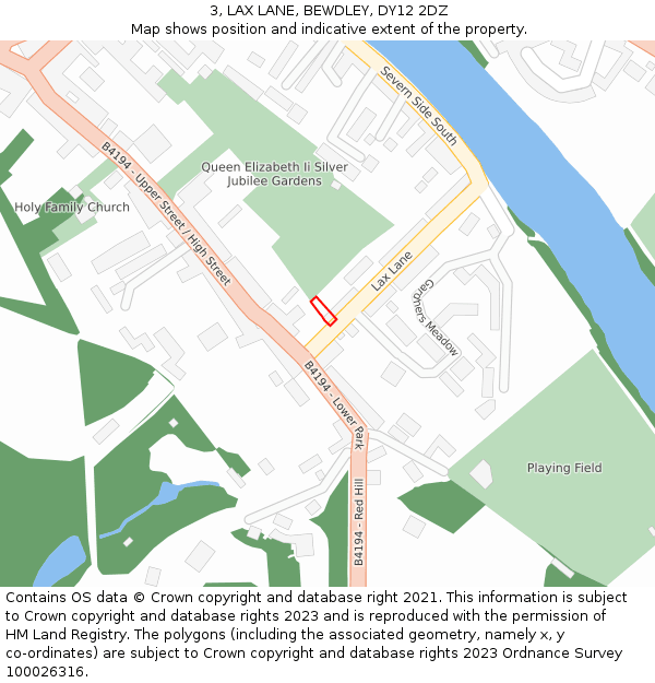 3, LAX LANE, BEWDLEY, DY12 2DZ: Location map and indicative extent of plot