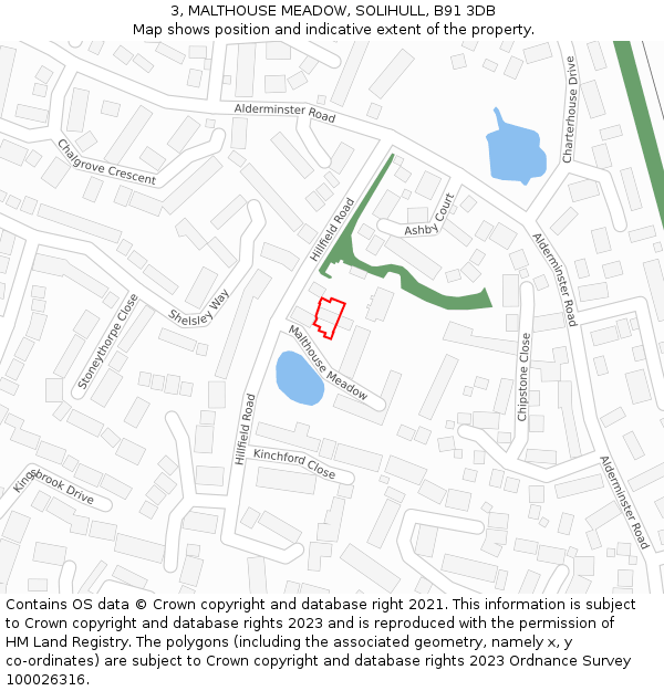 3, MALTHOUSE MEADOW, SOLIHULL, B91 3DB: Location map and indicative extent of plot