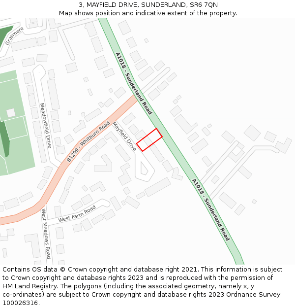 3, MAYFIELD DRIVE, SUNDERLAND, SR6 7QN: Location map and indicative extent of plot
