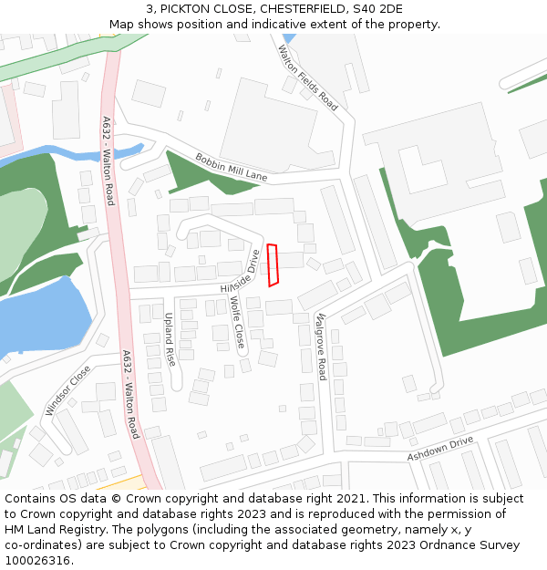 3, PICKTON CLOSE, CHESTERFIELD, S40 2DE: Location map and indicative extent of plot