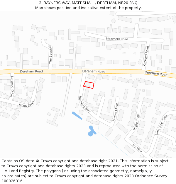 3, RAYNERS WAY, MATTISHALL, DEREHAM, NR20 3NQ: Location map and indicative extent of plot