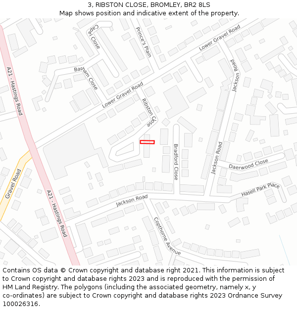 3, RIBSTON CLOSE, BROMLEY, BR2 8LS: Location map and indicative extent of plot